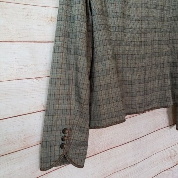 Laundry by Shelli Segal Wool Blend Ruffle Collar Plaid Lined Jacket Size 8 - Picture 6 of 9